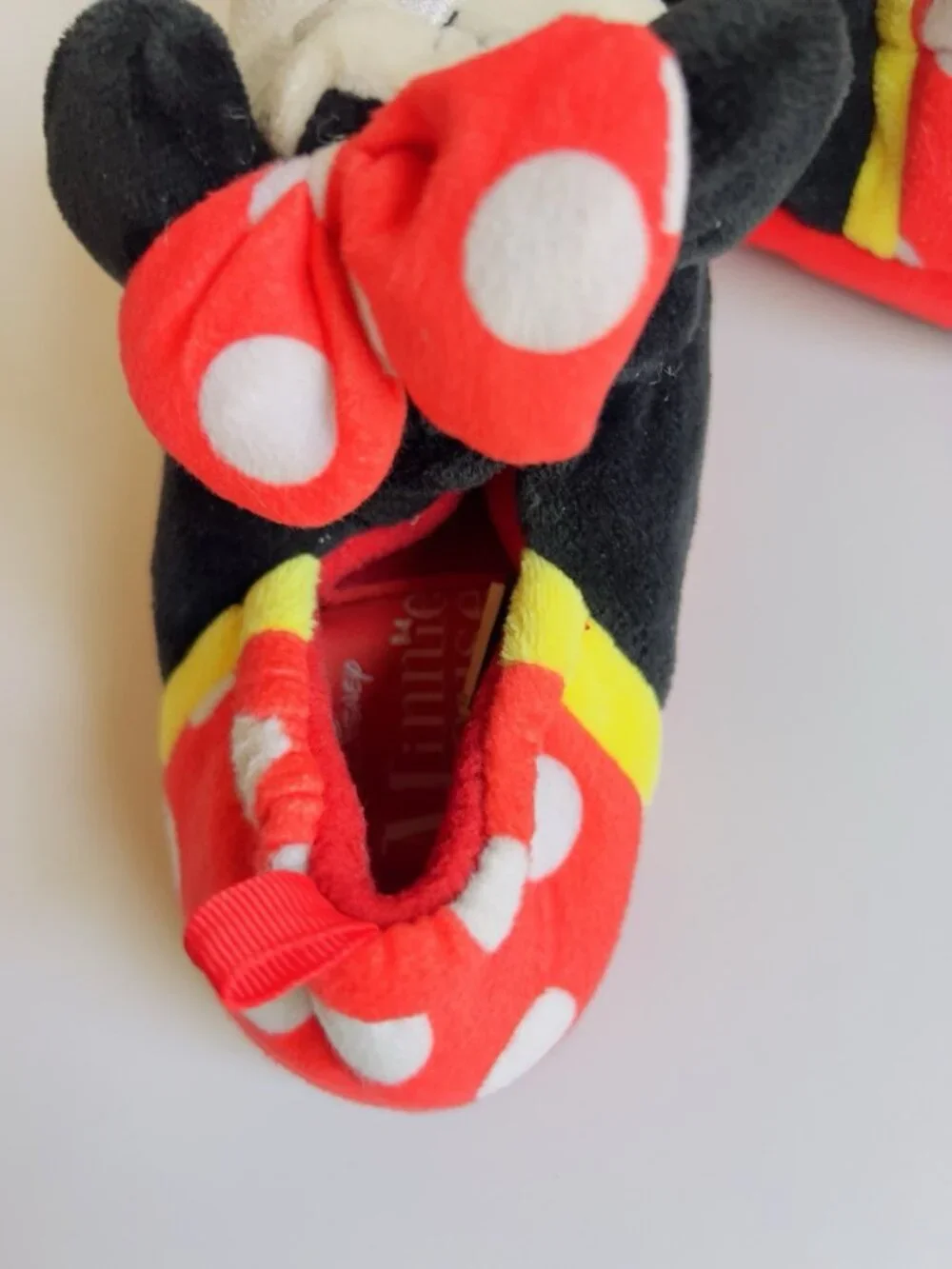 Disney Minnie Mouse Plush Slippers Red Polka Dot Toddler Size 7/8